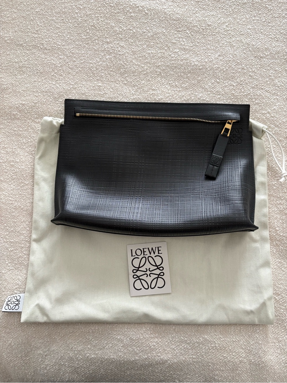 Loewe Black Textured Leather Zip Pouch